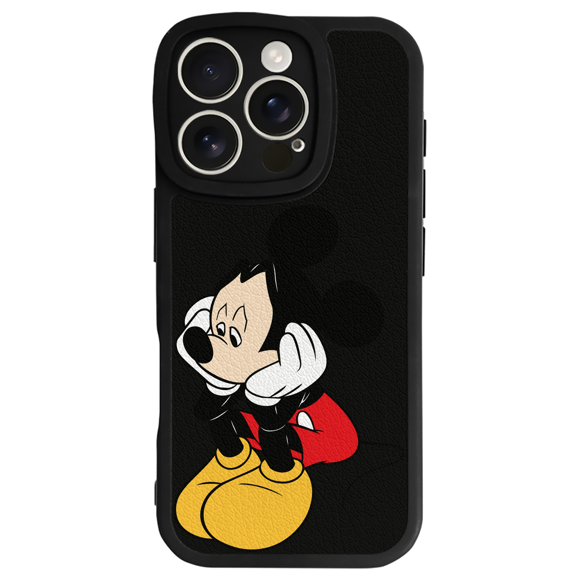 （画像用） ミッキーマウス Mickey Mouse 【iPhone 16シリーズ対応】シリコンスマホケース（レザー調） 材質：シリコン
